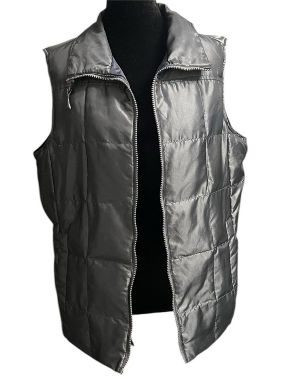 Lands' End Gray Puffer Vest M